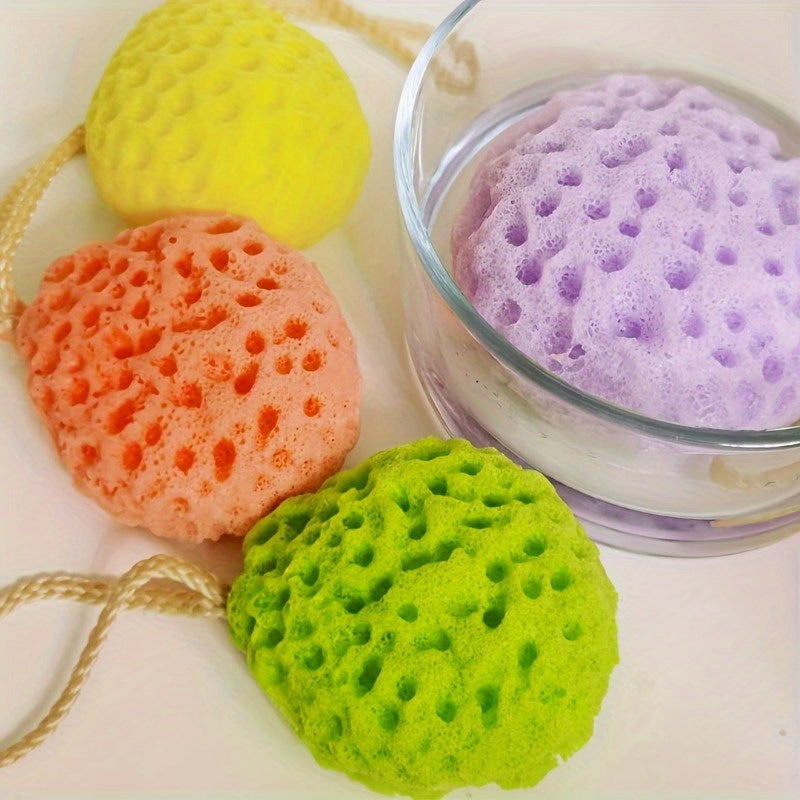 Cute Flower Non-Slip Bath Ball Soft And Absorbent Honeycomb Bath Ball - Non-Latex Sponge for Rich And Dense Foaming, Cute Flower Design with Non-Slip Backing for Comfortable Bathing Experience