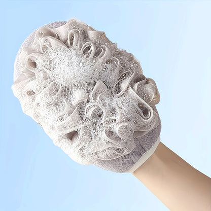 1pc Unscented Double-Sided Exfoliating Gloves - Soft, Nonslip Bath Mittens with Ruffled Design, Ideal for Dead Skin Removal, Bathroom Essentials, Bathroom Essentials|Ruffled Texture|Nonslip Mittens