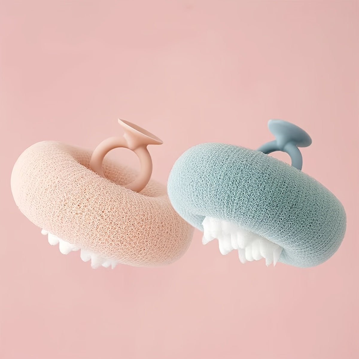 2pcs Ultra-Soft Sunflower Bath Balls with Suction Cups - 2-in-1 Exfoliating Sponge & Cleaning Brush for Men and Women