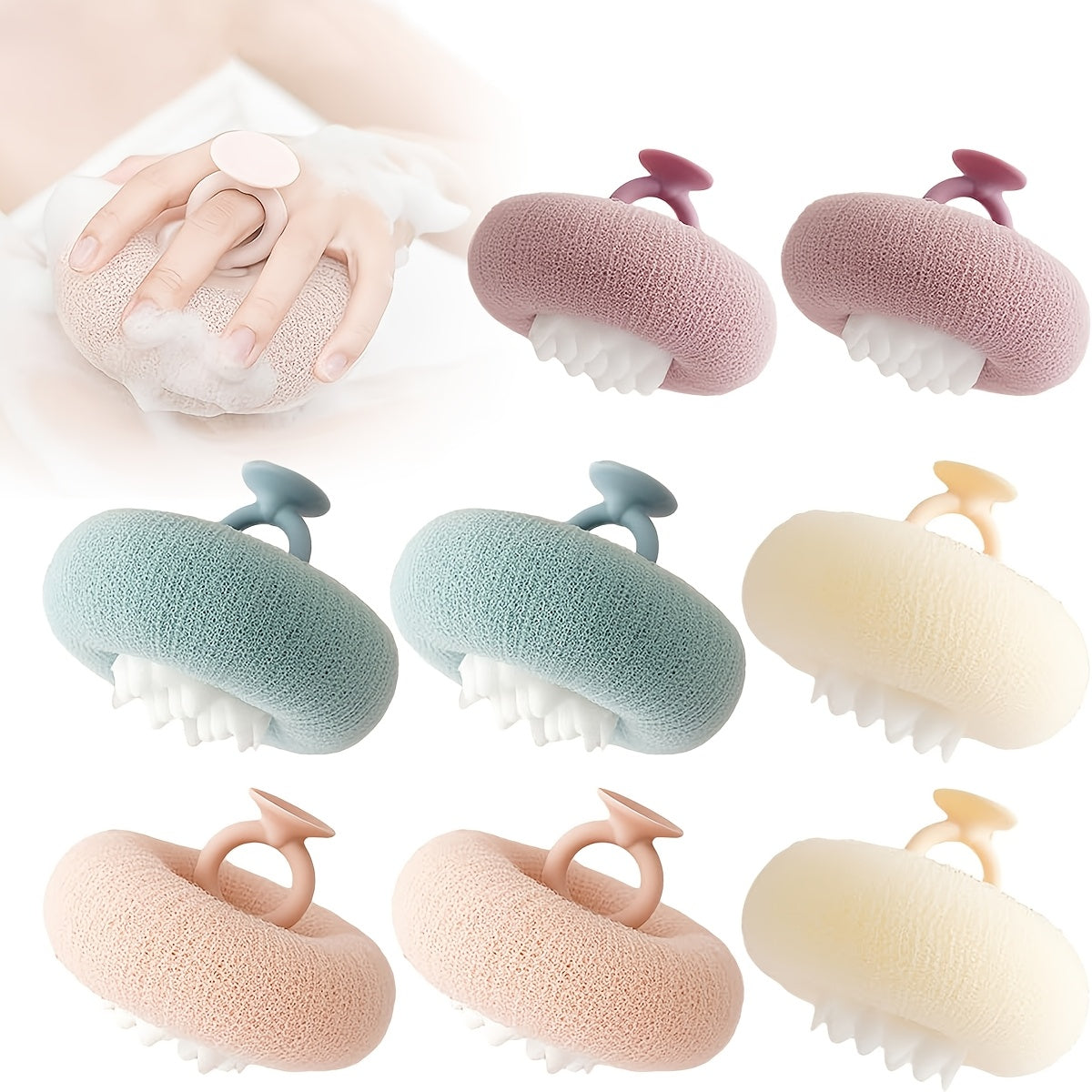 2pcs Ultra-Soft Sunflower Bath Balls with Suction Cups - 2-in-1 Exfoliating Sponge & Cleaning Brush for Men and Women