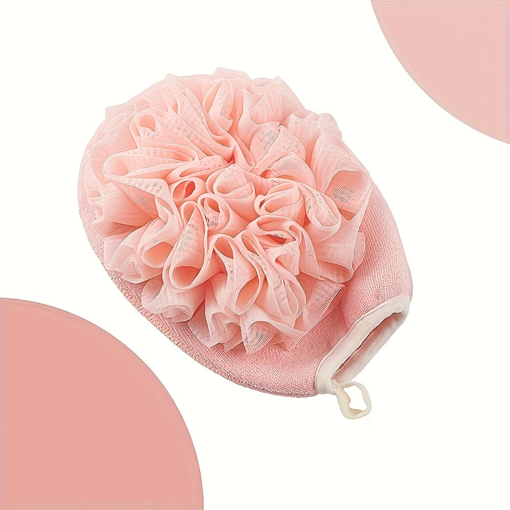 1pc Unscented Double-Sided Exfoliating Gloves - Soft, Nonslip Bath Mittens with Ruffled Design, Ideal for Dead Skin Removal, Bathroom Essentials, Bathroom Essentials|Ruffled Texture|Nonslip Mittens