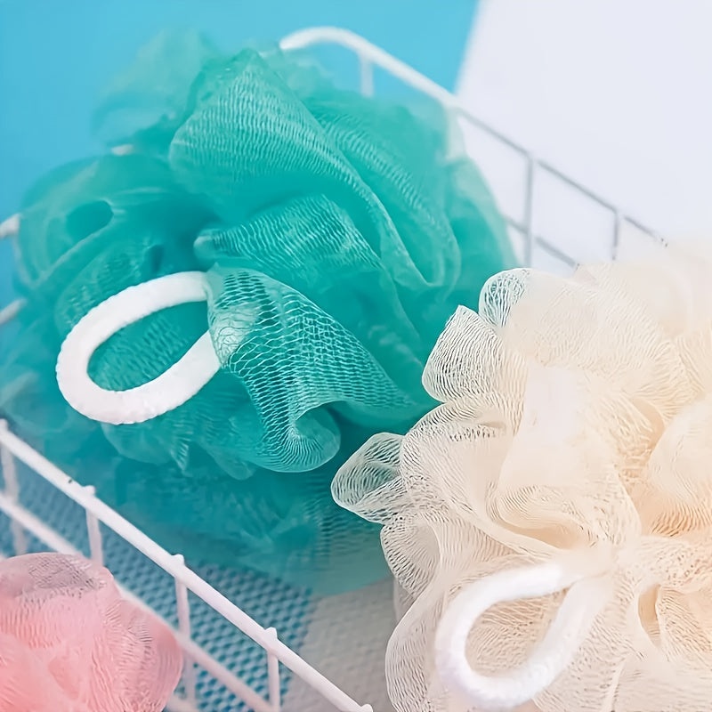 89pcs Soft Colorful Shower Loofahs | Exfoliating Body Scrubbers with Ribbon Handles for Men & Women, Multi-Color Mesh Bath Sponge Balls for Deep Clean & Relaxation