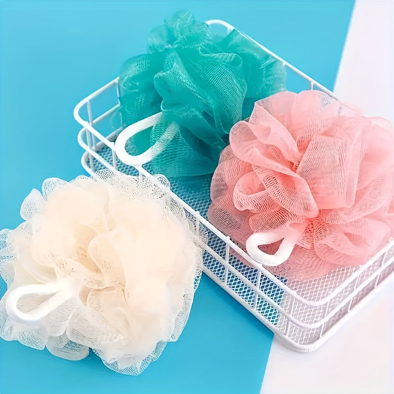 89pcs Soft Colorful Shower Loofahs | Exfoliating Body Scrubbers with Ribbon Handles for Men & Women, Multi-Color Mesh Bath Sponge Balls for Deep Clean & Relaxation