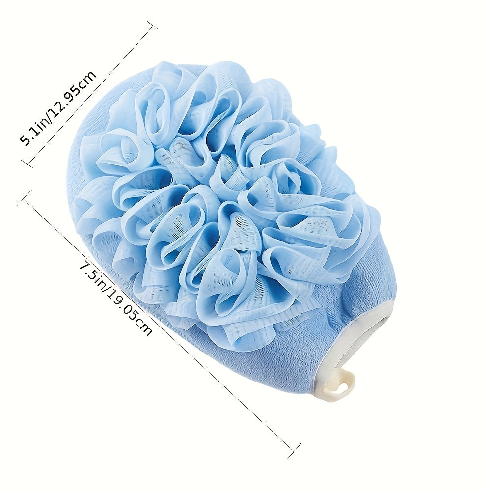 1pc Unscented Double-Sided Exfoliating Gloves - Soft, Nonslip Bath Mittens with Ruffled Design, Ideal for Dead Skin Removal, Bathroom Essentials, Bathroom Essentials|Ruffled Texture|Nonslip Mittens