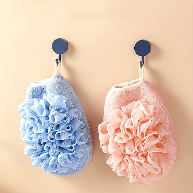 1pc Unscented Double-Sided Exfoliating Gloves - Soft, Nonslip Bath Mittens with Ruffled Design, Ideal for Dead Skin Removal, Bathroom Essentials, Bathroom Essentials|Ruffled Texture|Nonslip Mittens