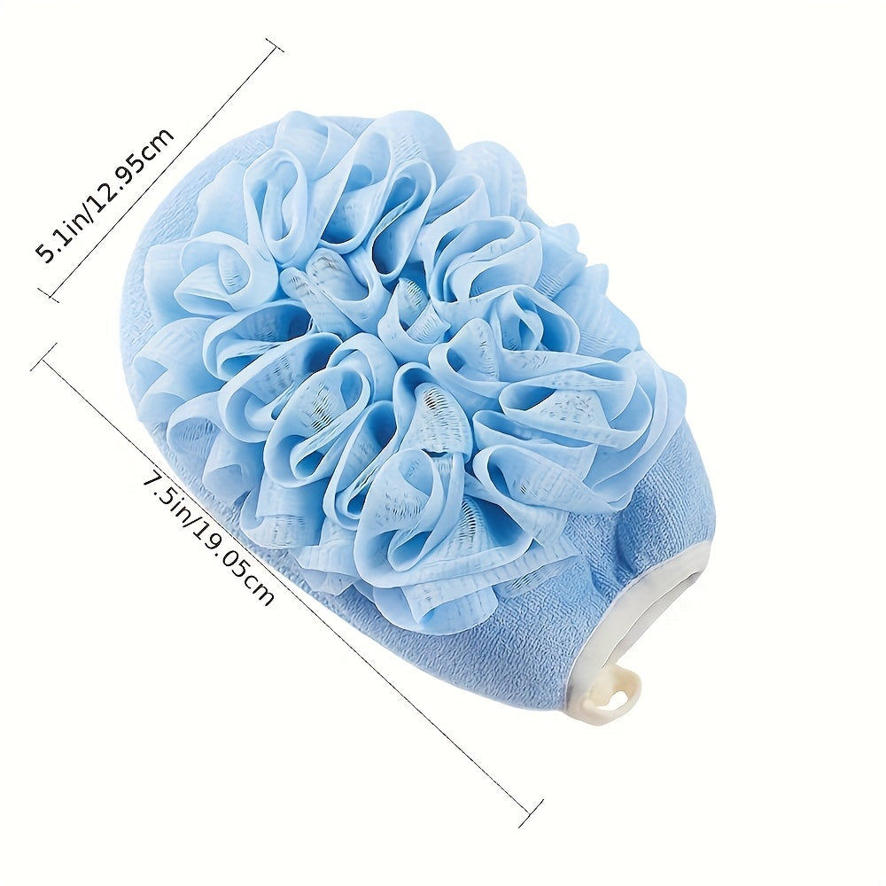 1pc Unscented Double-Sided Exfoliating Gloves - Soft, Nonslip Bath Mittens with Ruffled Design, Ideal for Dead Skin Removal, Bathroom Essentials, Bathroom Essentials|Ruffled Texture|Nonslip Mittens