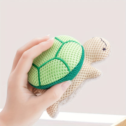 A double-sided turtle shower ball, a cute shower ball for Light Beige cleansing and body exfoliation, a reusable bathing tool, and a bathroom accessory