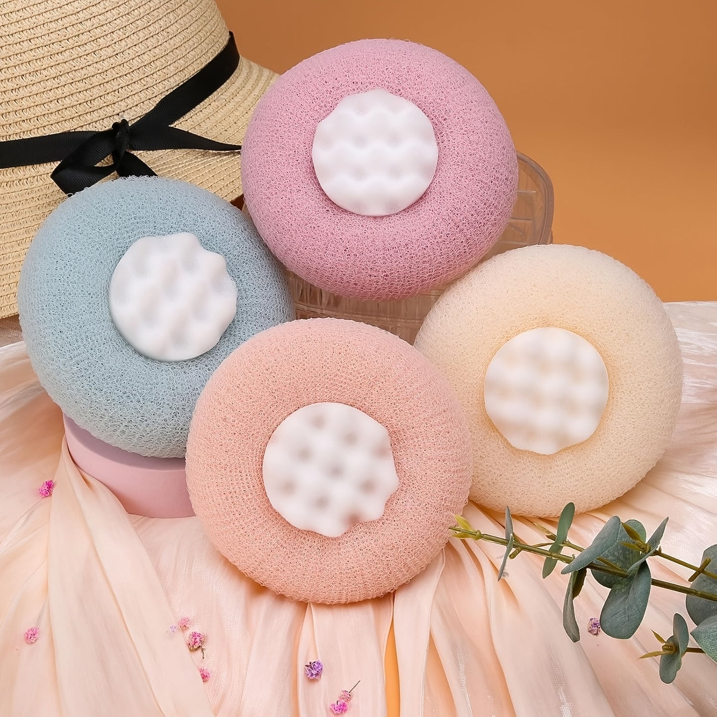 2pcs Ultra-Soft Sunflower Bath Balls with Suction Cups - 2-in-1 Exfoliating Sponge & Cleaning Brush for Men and Women