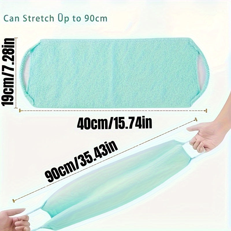 Stretchable Nylon Exfoliating Back Scrubber Gloves with Handles - Dual-Layer Body Scrub Cloth for Shower, Skin Cleaning, and Massage - Quick-Dry Towel for Men and Women