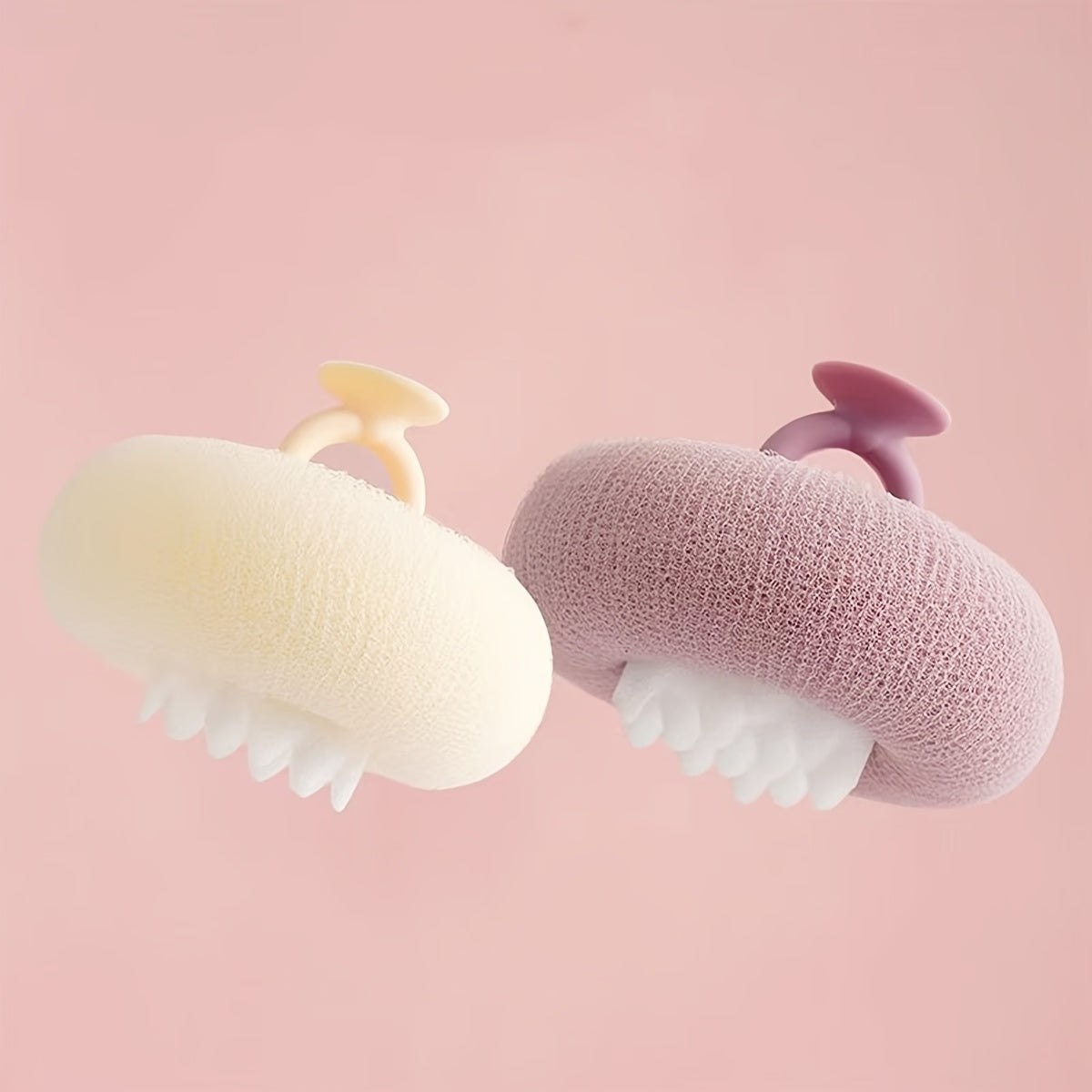 2pcs Ultra-Soft Sunflower Bath Balls with Suction Cups - 2-in-1 Exfoliating Sponge & Cleaning Brush for Men and Women