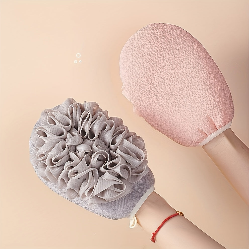 1pc Unscented Double-Sided Exfoliating Gloves - Soft, Nonslip Bath Mittens with Ruffled Design, Ideal for Dead Skin Removal, Bathroom Essentials, Bathroom Essentials|Ruffled Texture|Nonslip Mittens